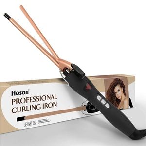 Hoson 9mm Thin Curling Iron Ceramic, 3/8” Small Barrel Curling Wand